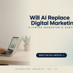 Woman analyzing marketing data on laptop illustrating will AI replace digital marketing jobs